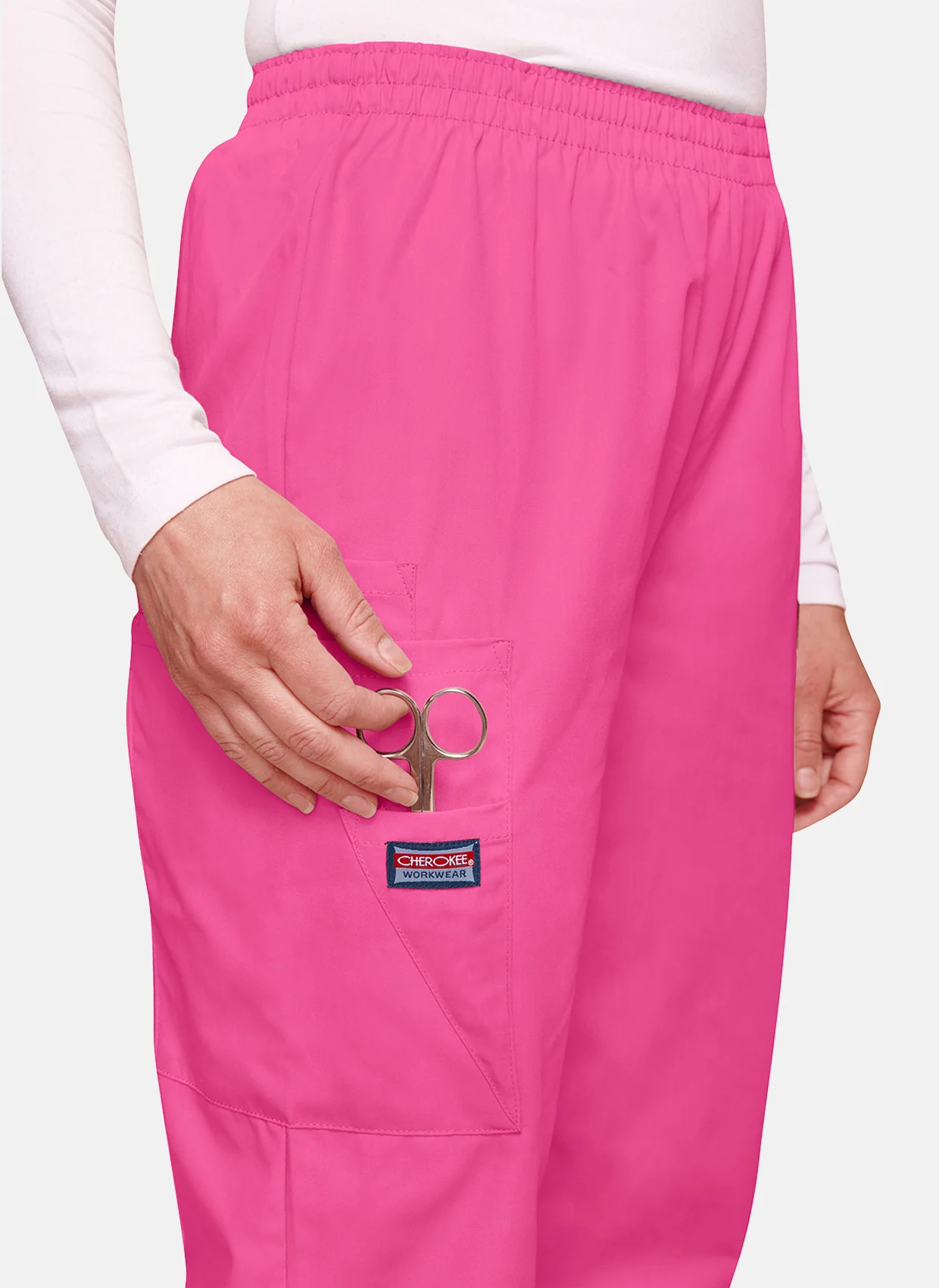 Cherokee Unisex Elasticated Scrub Trousers - Shocking Pink - Image 2