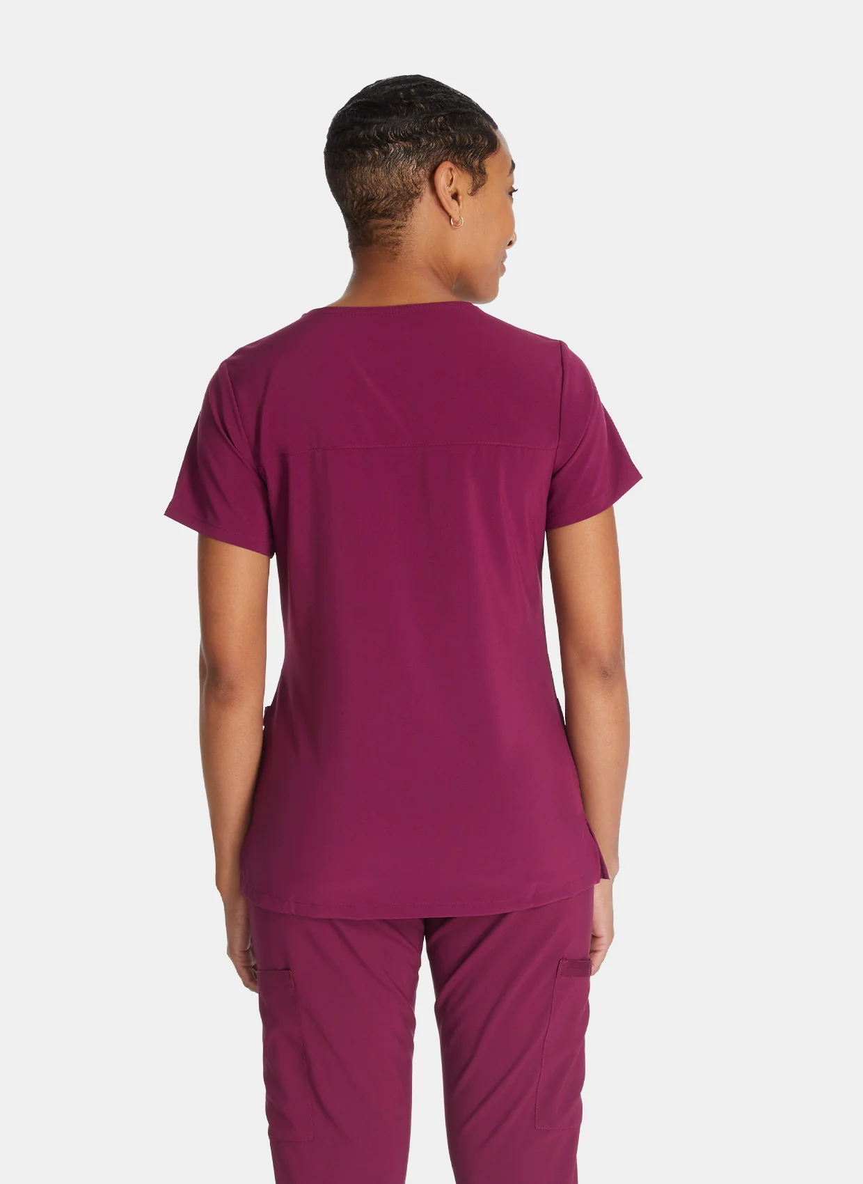 Dickies EDS Essentials Women's Mock Wrap Scrub Top DKE625 - Wine - Image 2