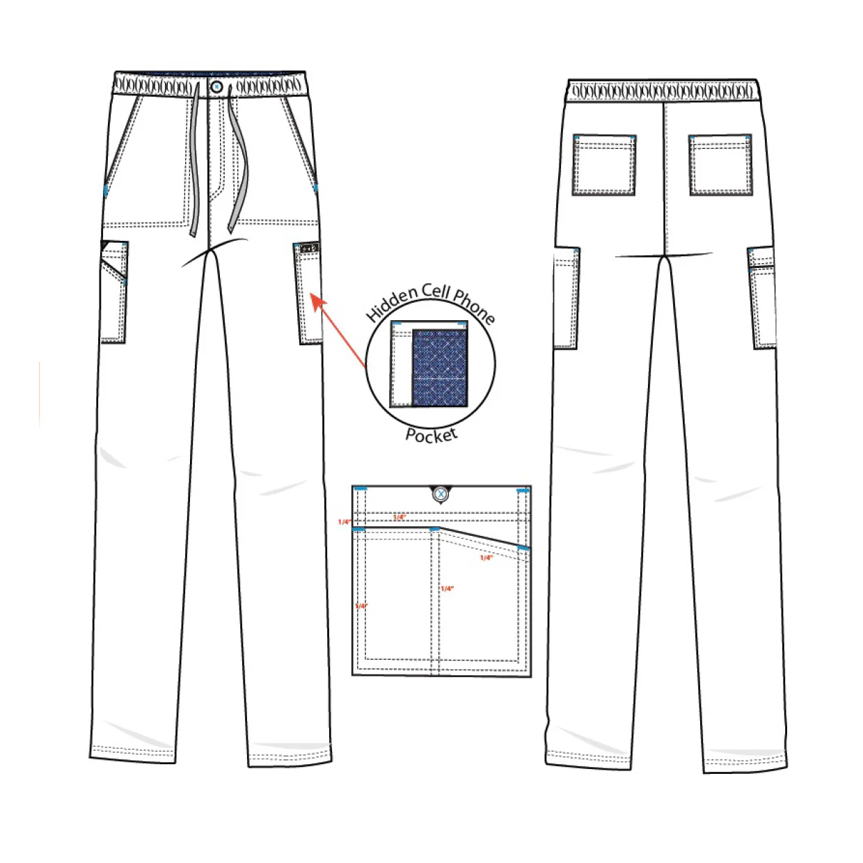 Koi Basics Men's Luke Scrub Trousers  - Navy - Image 3